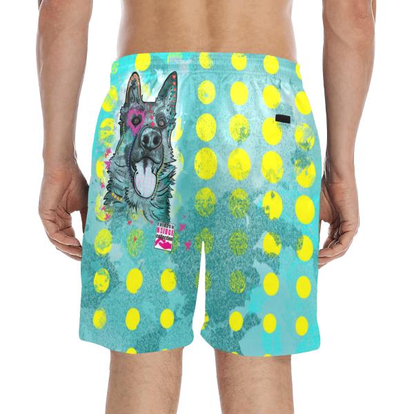 Badehose mit Hundemotiv Eddy - Badehose, Shorts, Strand, bunt, Swimwear, Schäferhund, German Sheppered, Dog, Mix